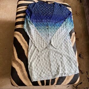 Missoni blue ombré knit long cardigan sweater 44